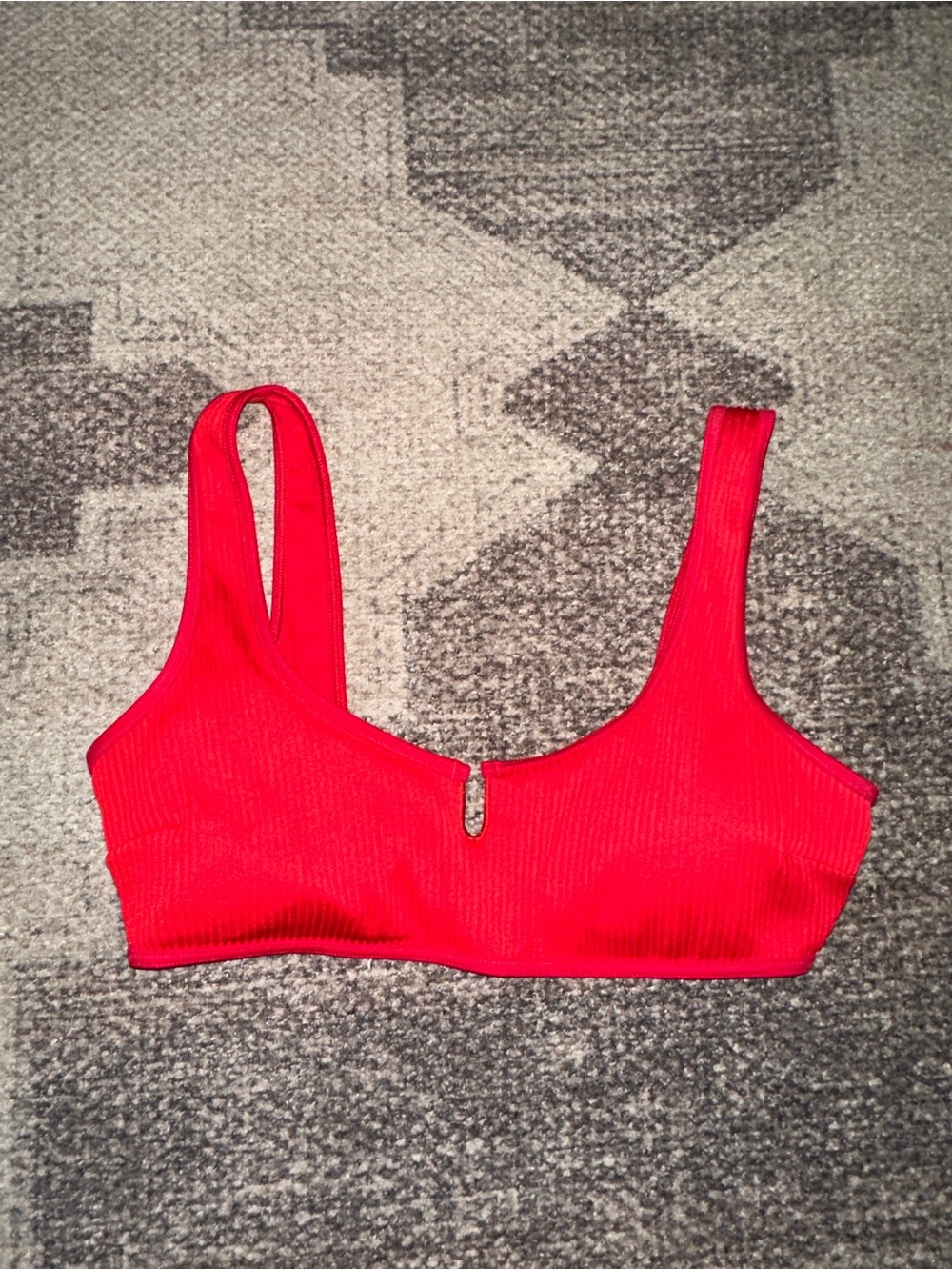 Red Ribbed Scoop Bralette - Women Intimates
